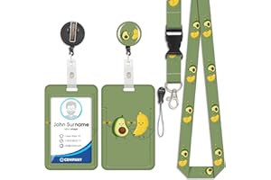 VIOJRLLY Tarjetero con cordón de aguacate, tarjeta de identificación, tarjetero con cordón, cordón desmontable con clip retráctil para tarjetas de visita, tarjetas de entrada, tarjetas de identificación