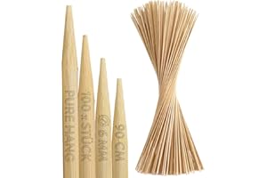 PURE HANG 100 Set Extra Lange Lagerfeuer-Spieße Grillspieße aus Bambus für Stockbrot Marshmallows Bratwurst - Extrem Stabile Bambusstäbe Holzspieße Feuerschale - 90cm x Ø6mm - LFGB geprüft