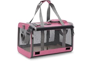 ALLSOPETS Pet Carrier Bag Cat Carrier Handbag Portable Dog Travel Bag Shoulder Bag Suitable for Both Long and Short Trips Used for Cats Dogs Puppies Under 9KG Pink
