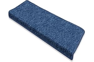 casa pura Stair Carpet Mats – Stair Pads | London | Robust for High Foot Traffic | Stair Carpet Mats | With Matching Runner | Rectangle - Set of 15 - Dark Blue - 25 x 65 cm