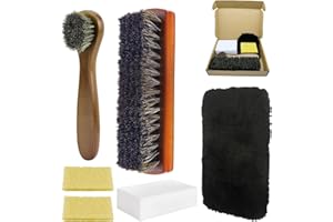 LHOEST Shoe Cleaning Sets, 7-Piece Shoe Care Set for Suede Nubuck Leather Suede Smooth Leather Care Including Suede Brush Shoe Cleaning Brush Leather Brush Eraser Cleaning Cloth