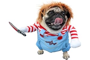 FORMEMORY Dog Halloween Pet Costumes, Cute Puppy Dog Cat Cosplay Funny Costume Clothes for Halloween Christmas Holiday Dress Up (Stripe, M)