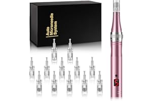 NVKHG Microneedling Derma Pen, Professioneller Elektrischer Kabelloser Wiederaufladbarer Derma Pen für das Gesicht, Mikronadeln Roller Pen Hautpflege-Set mit 12 Nadeln