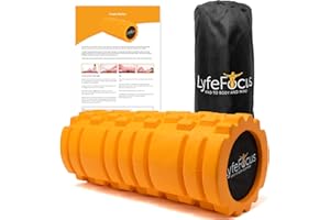 LyfeFocus Premium Trigger Point Foam Roller (Orange) - Multi Pressure Point with 3 Unique Moulds for Muscle Tension - Specialist Approved Sports Massage Roller for Deep Tissue Therapy - With Carry Bag