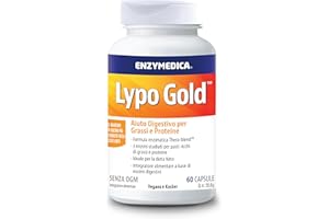 Enzymedica, Lypo Gold, Integratore Alimentari con Enzimi Digestivi, Indicato per Irregolarità e Gonfiore Addominale, Ideale per Dieta Keto, Gluten Free, Senza Lattosio, Vegano, 60 Capsule