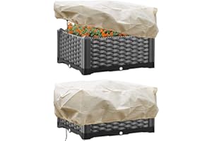 Tesmotor Lot de 2 Housses de Protection pour jardinières - Protection hivernale - Housse de Protection Contre Le Gel - avec Cordon de Serrage - 100 x 45 x 40 cm
