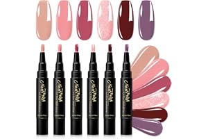 6 stycken nagellackspennor set – snabbtorkande nagellackspenna utan UV-lampa, nagelkonst pennor med ricinolja och E-vitamin
