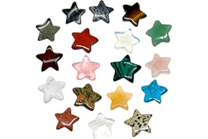 GDJIAJT Glückssteine für Kinder, 18 Stück Edelsteine Heilsteine Set, Natürliche Sternkristall Edelsteine für Kinder, Heilkristalle Chakra Steine Set, Kristalle Steine für Meditation & Dekorationen