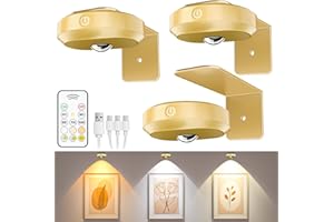 WILLED Apliques LED Interior para Cuadros Recargable USB, Lampara Pared Sin Cable con Mando Foco, Luz Cuadro Pilas Luz LED Adhesiva Vitrina Lampara con 3 temperaturas de Color, Regulable&Temporizador