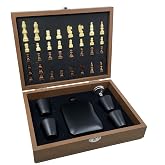 L&uuml;ks Ahşap Kutulu Mataralı Satran&ccedil; Takımı Seti &ndash; 7 Par&ccedil;a Hediyelik Set