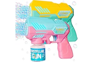 CORPOWER Pistolet à Bulles, Pistolet a Bulle pour Enfant Ensemble de 2 Pièces - 20 Paquets de Liquide à Bulles, Design de Couleur D'épissure, avec Lumière LED, Entièrement Automatique