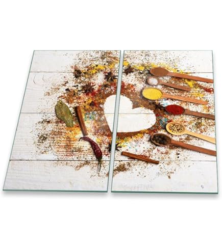 Wallario Herdabdeckplatte 2-teilig 60x52 Cm - Spritzschutz Glas Mit Motiv 'Roter Apfel In Eis'