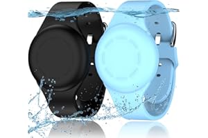 R-fun Przenośne etui na urządzenie elektroniczne dla dzieci, wodoodporne bransoletki Airtag [2 sztuki] - miękki silikon, ochrona przed zgubieniem GPS, pokrowiec na wyszukiwarkę przedmiotów,