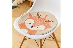 Herfair 2er-Set Sitzkissen Kinder, Runde Stuhlkissen Kinder Schule, Sitzkissen 30x30 cm Stuhl Sitzpolster Bodenkissen Kinder Weich Sitzauflage Cartoon Tier Bodenkissen Kinder (Hirsch)