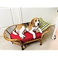 bharat traders Natural Finish Wooden Bamboo Cane (Bait) PET Bed for Dogs and Cats with 3 inches Comfortable Reversible Foam Mattress