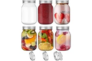 Auauraintt 6 sztuk Mason Jar 450 ml, z podzieloną pokrywą, pokrywą otworu szczelny szklany słoik do konserwowania, konserwowania, fermentacji marynat, soków itp
