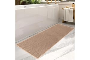 SUNSHINE SMILE 40 x 120 Linen Jute Braided Natural Dirt-Repellent Non-Slip Washable Floor Mat for Bathroom and Kitchen, Hallway Rug