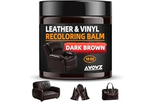 AWOWZ Leather Recoloring Balm - Scratch Repair & Color Restore Kit for Faded Leather, Couch & Car Seats - 10OZ Leather Restorer Balm for Furniture, Auto Interior, Vinyl, Accessories (Dark Brown)