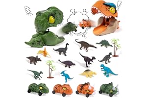 KADAYAYA Dinosauro Giocattolo per Bambini 3-5 Anni, Figure di Dinosauri Ragazzi 2-6 Anni, Giocattoli Dinosauri Figurine e Dino Autos, Giocattoli Macchinine Regalo per Ragazzi & Ragazze 2 3 4 5 6 Anni