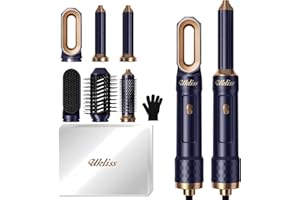 Spazzola Asciugacapelli 6 in 1, UKLISS Airstyler & Phon Professionale con Arricciacapelli Automatico, Spazzola Lisciante per Capelli, Thermal Brush, Multistyler Regali Set per Donne Styling (Blu)