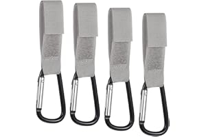 SUBTAVIK 4 Pcs Buggy Clips, Buggy Clips for Pram Buggy Clip Pram Clips Pram Clips for Bags for Hang Shopping Bags or Diaper Bags on Your Stroller Pram or Pushchair (Grey)