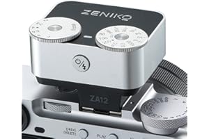 ZENIKO ZA12 Kamerablitz mit Doppelrad, Retro-Mini-Kamerablitz mit Automatikmodus, wiederaufladbarer Typ-C-Blitz, 60g leichtes, tragbares Fotoblitzlicht für spiegellose und DSLR-Kameras(Silver)