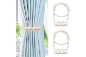 NAHUAA Alzapaños Cortinas Magnetico Sujeta Cortinas Beige con Iman Recoge Cortinas Decorativas para Cortinas Hebillas Cortinas para Casa Oficina, 2 Piezas