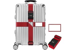 SQAQS Luggage Strap with Password Lock, Personalized Luggage with Information Card, Adjustable Accessories, Thick Luggage Cross Strap, Secure Closure and Widened Reinforcement