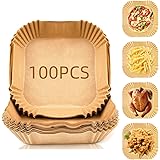 Carta Forno per Friggitrice ad Aria 16 cm, LTZGO 100 Pezzi Accessori Teglia per Friggitrice ad Aria Quadrata, Antigrasso Air 