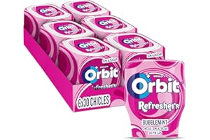 Orbit Refreshers, Bote de Chicles Sin Azúcar Sabor Bubblemint que proporciona frescura inmediata en formato gragea (6 x 30 chicles)