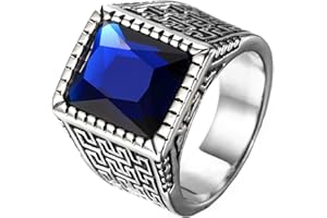 HIJONES Argent Gemme Bague pour Homme en Acier Inoxydable