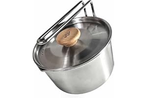 VÅRDKAS Stainless Steel Camping Kettle & Saucepan Set - Camp Cookware Pot with Lid & Handle - Lightweight, Portable, Outdoor, Backpacking, Bushcraft & Hiking Equipment