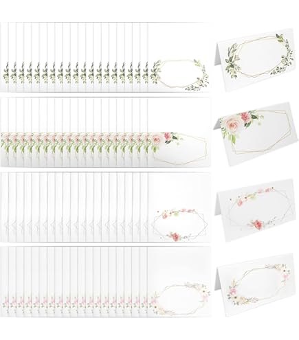 50 Segnaposto Carta Fiori E Foglie - Per Matrimonio, Comunione, Compleanno - Foto 9