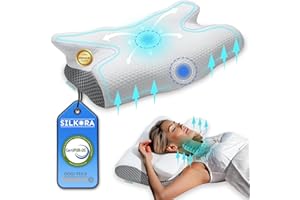 SILKORA® SUPER Almohada Cervicales y Cuello 2en1 PREMIUM | Almohada Cervical | Almohada Antironquidos y para Dormir | Ideal para Viaje | Pillow Cervical para Mejorar el Sueño y Reducir Dolor de Cuello