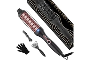 UMIGA Thermal Brush Lonic Curling Brushes 38mm, Ceramic Thermal Brushs for Hair, Thermal Round Brushs with 5 Temperatures 120-200℃, Smooth Shine Volumize Comb Hair Straightener Curler Styling