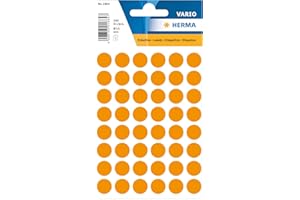 ‎HERMA HERMA 1864 Punktaufkleber Klebepunkte leuchtorange, 240 Stück, Ø 13 mm, 48 pro Bogen, selbstklebend, Markierungspunkte für Kalender Planer Basteln, matt, blanko Papier Farbpunkte Etiketten Aufkleber