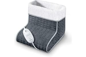 Beurer FW 20 Chauffe-pieds, avec doublure en peluche, fabriqué en Europe, chauffage électrique des pieds avec 3 niveaux de température, arrêt automatique, lavable en machine, gris