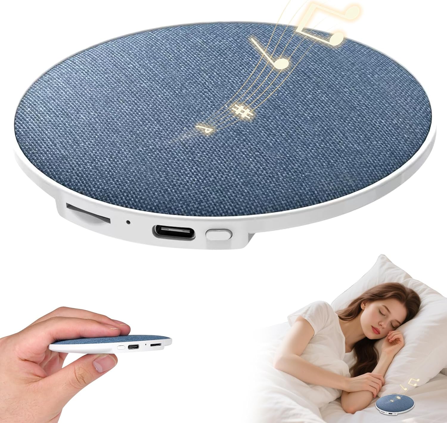 Altavoz Bluetooth Para Almohada – Altavoz Bluetooth Para Colocar Bajo La Almohada Con Ruido Blanco – Mini Altavoz Para Almohada – Altavoz PortáTil Para Un SueñO Profundo Y Escucha Privada En La Cama