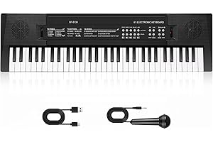 SHAYSON 61-Key Keyboard Piano for Kids, Music Keyboard with Microphone, Portable Electronic Teaching Piano Toy Gift for Beginners Boys Girls Ages 3-12, Built-In Speakers and Many Premium Voices