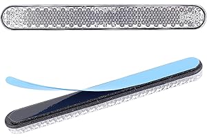 Cretassion 2 pezzi riflettore per moto bicicletta E4 omologato, riflettore rettangolare catadiottro occhio di gatto autoadesivo, riflettente, bianco