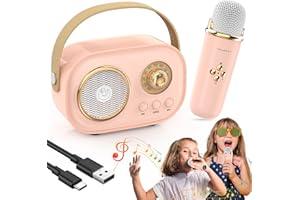 QYCHHJ Mini Karaoke Machine for Kids and Adults Karaoke Machine ,Cute Karaoke with Microphone Set ,Portable Bluetooth Speaker with Microphone,Retro Handheld Style for Family Party Meeting Singing