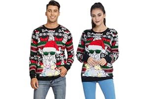 Belovecol unisex LED Light Up świąteczny brzydki sweter świąteczny zabawny sweter z dzianiny dla mężczyzn i kobiet