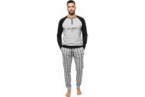 BACI & ABBRACCI Baci e Abbracci Pigiama Uomo Invernale Lungo 100% Caldo Cotone Interlock in Scatola Pigiama Uomo Cotone Lungo Adulto Ragazzo Fantasie Eleganti
