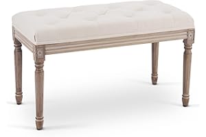 VONLUCE Taburete para Pie de Cama Tapizada en Tela 80x42x47CM Banco de Entrada en Estilo de Vintage Banqueta para Dormotorio y Salón (80x42x47CM)