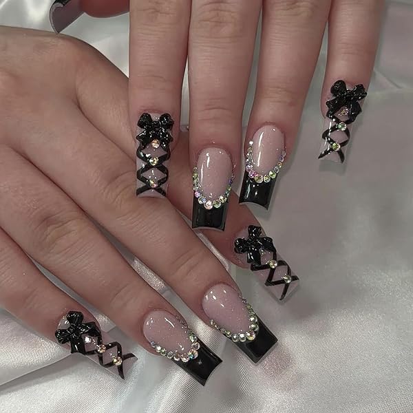Shimmerz 24 Stück Französische Spitzen Press-on Nägel – Rosa Mit 3D-Blumen, Kurze Quadratische Form