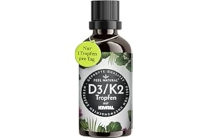 Vitamin D3/K2 Tropfen (50 ml) - 1000IE Vitamin D3 pro Tropfen - Spitzenrohstoff K2VITAL® mit 99,7% All-Trans-MK-7 - laborgepr