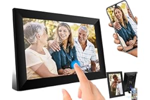 OUZRS Cornice digitale Wi-Fi, cornice elettronica da 10 pollici, 1920 x 1200, schermo touch screen IPS Full HD, memoria 16 GB, condivisione di foto e video tramite app, rotazione automatica, funzione