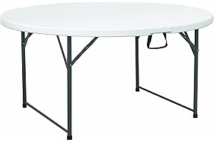 AWEHIRU EG Large Round Plastic Table 150cm Diameter 74cm Height Folding Plastic Carry Table
