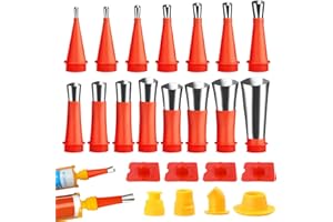 JWDMHSJ Edelstahl düse silikon, 27 Stück Universal Integrierte Gummidüse Werkzeug Kit, Kartuschenspitzen Transparent Silikontüllen, Silikon Spitzen Kartuschenspitzen, für Fenster Badezimmer