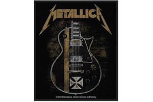 Metallica Patch Hetfield Guitar Logo Official Black Cotton Sew On 10cm x 8cm One Size
